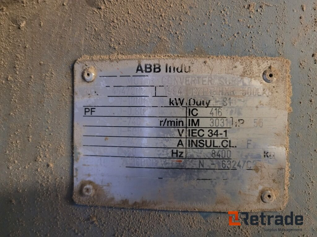 Stor elmotor ABB Industry HXR 500LR8 -1000kw - Elektrisk system for Industrimaskine: billede 5 Stor elmotor ABB Industry HXR 500LR8 -1000kw - Elektrisk system for Industrimaskine: billede 5