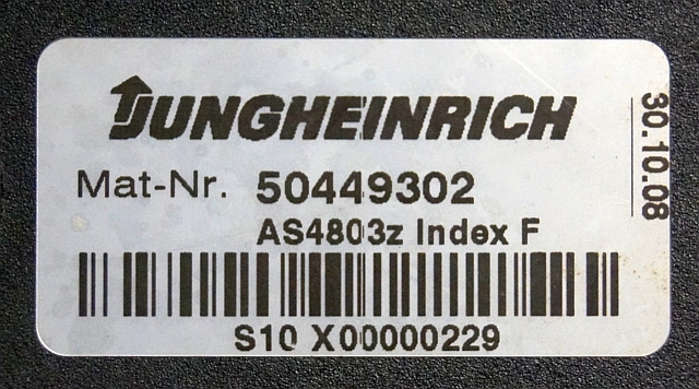 Jungheinrich 50449302 | Stuur regeling Controller AS4803 Z Index F sn.S10X000002 - Kontrol blok for Materialehåndteringsudstyr: billede 3 Jungheinrich 50449302 | Stuur regeling Controller AS4803 Z Index F sn.S10X000002 - Kontrol blok for Materialehåndteringsudstyr: billede 3