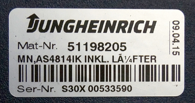 Jungheinrich 51159321 | Rij/hef regeling drive/lifting controller AS4814Ik Index - Kontrol blok for Materialehåndteringsudstyr: billede 5 Jungheinrich 51159321 | Rij/hef regeling drive/lifting controller AS4814Ik Index - Kontrol blok for Materialehåndteringsudstyr: billede 5