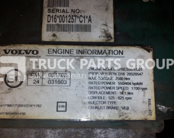 VOLVO FH16, D16C engine type engine control unit, 20520547, 20577131, control unit - Kontrol blok for Lastbil: billede 2 VOLVO FH16, D16C engine type engine control unit, 20520547, 20577131, control unit - Kontrol blok for Lastbil: billede 2
