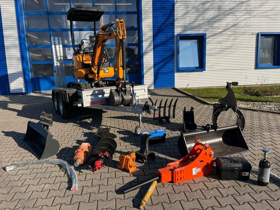 Minigravemaskine Vermietung / Minibagger 2-Tonnen inkl. Anhänger / ab 3 Tage / Verstellfahrwerk / Schwenkarm / Anbaugeräte: billede 8 Minigravemaskine Vermietung / Minibagger 2-Tonnen inkl. Anhänger / ab 3 Tage / Verstellfahrwerk / Schwenkarm / Anbaugeräte: billede 8