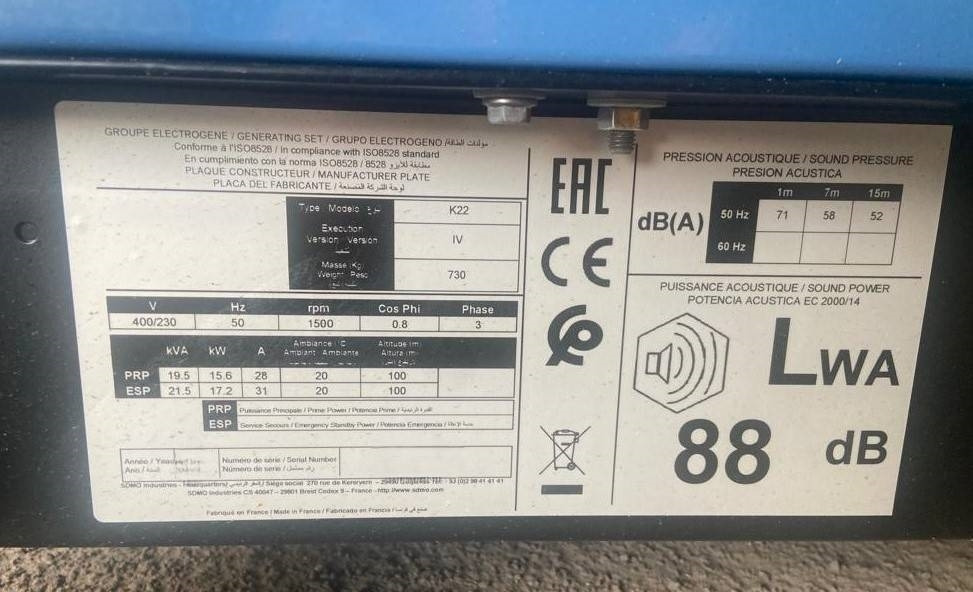 Sdmo K22 - 22 kVA Generator - DPX-17003  - Strømgenerator: billede 5 Sdmo K22 - 22 kVA Generator - DPX-17003  - Strømgenerator: billede 5