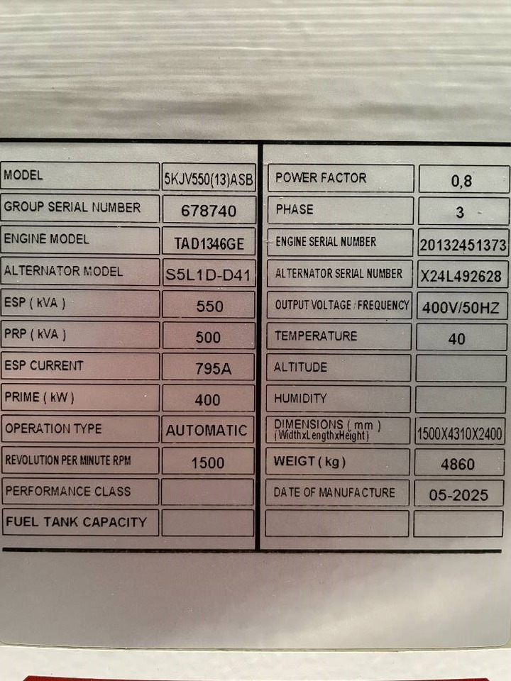 Volvo TAD1346GE - 550 kVA Generator - DPX-18882 - Strømgenerator: billede 5 Volvo TAD1346GE - 550 kVA Generator - DPX-18882 - Strømgenerator: billede 5