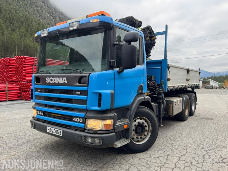 1997 Scania P124 400 kranbil med 3-veis tipp og klype - Lastbil med kran: billede 2 1997 Scania P124 400 kranbil med 3-veis tipp og klype - Lastbil med kran: billede 2