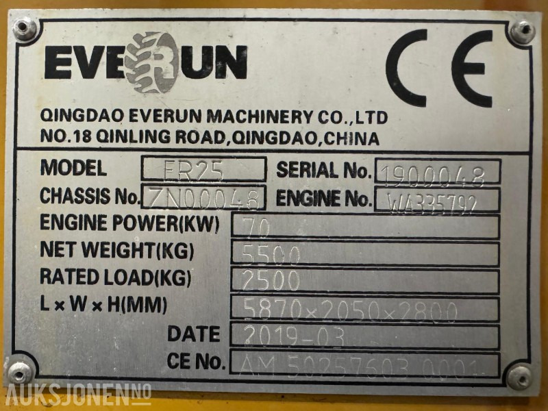 Gummihjulslæsser 2019 Everun ER 25 Hjullaster med klappvingeskuffe - Sandstrøer - Tannskuffe - Pallegafler - Kosteaggregat: billede 10