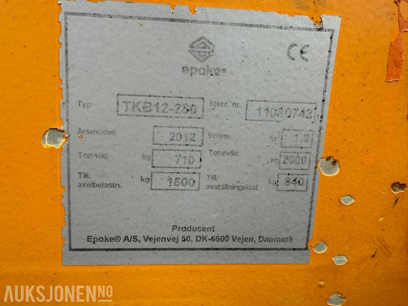 2012 Epoke TKB12-280 sand-/saltspreder – tilhengerutførelse - Lastbil: billede 5 2012 Epoke TKB12-280 sand-/saltspreder – tilhengerutførelse - Lastbil: billede 5