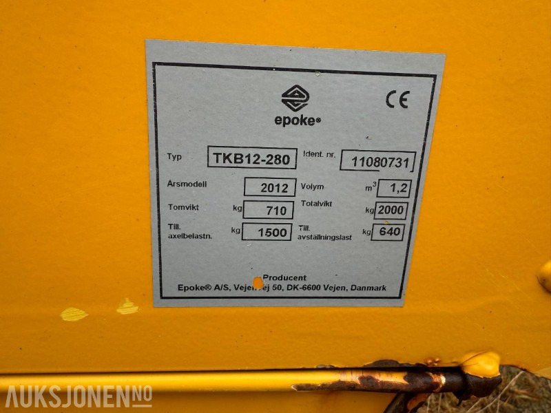 2012 Epoke TKB12-280 sand-/saltspreder – tilhengerutførelse - Lastbil: billede 5 2012 Epoke TKB12-280 sand-/saltspreder – tilhengerutførelse - Lastbil: billede 5