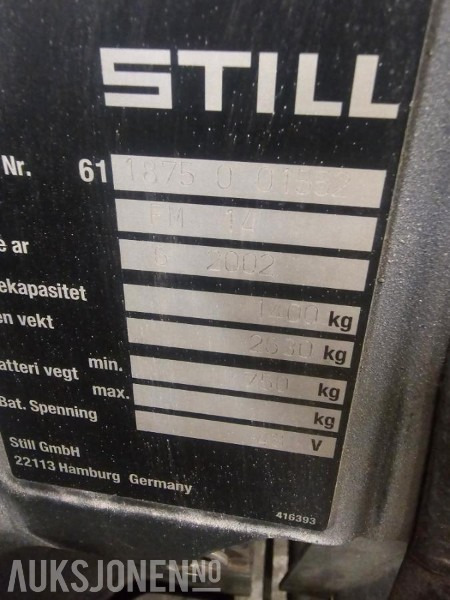 2002 Still Truck - Materialehåndteringsudstyr: billede 3 2002 Still Truck - Materialehåndteringsudstyr: billede 3