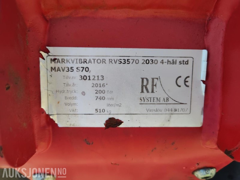 2016 RF vibroplate for gravemaskin S70 510kg - Udstyr for Entreprenørmaskin: billede 5 2016 RF vibroplate for gravemaskin S70 510kg - Udstyr for Entreprenørmaskin: billede 5