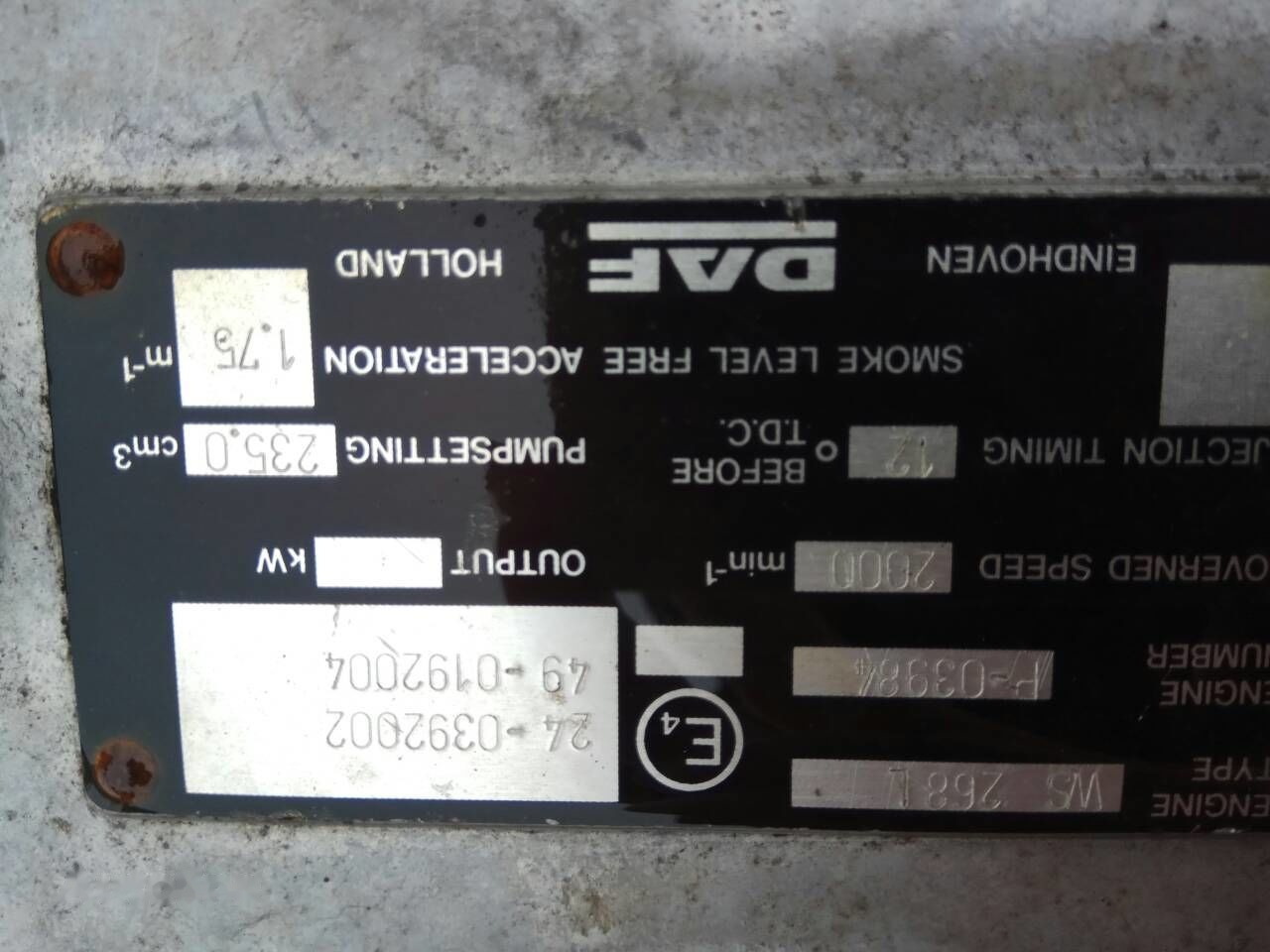 DAF ATI WS268 DAF ATI DAF 85 95 - Motor for Lastbil: billede 3 DAF ATI WS268 DAF ATI DAF 85 95 - Motor for Lastbil: billede 3