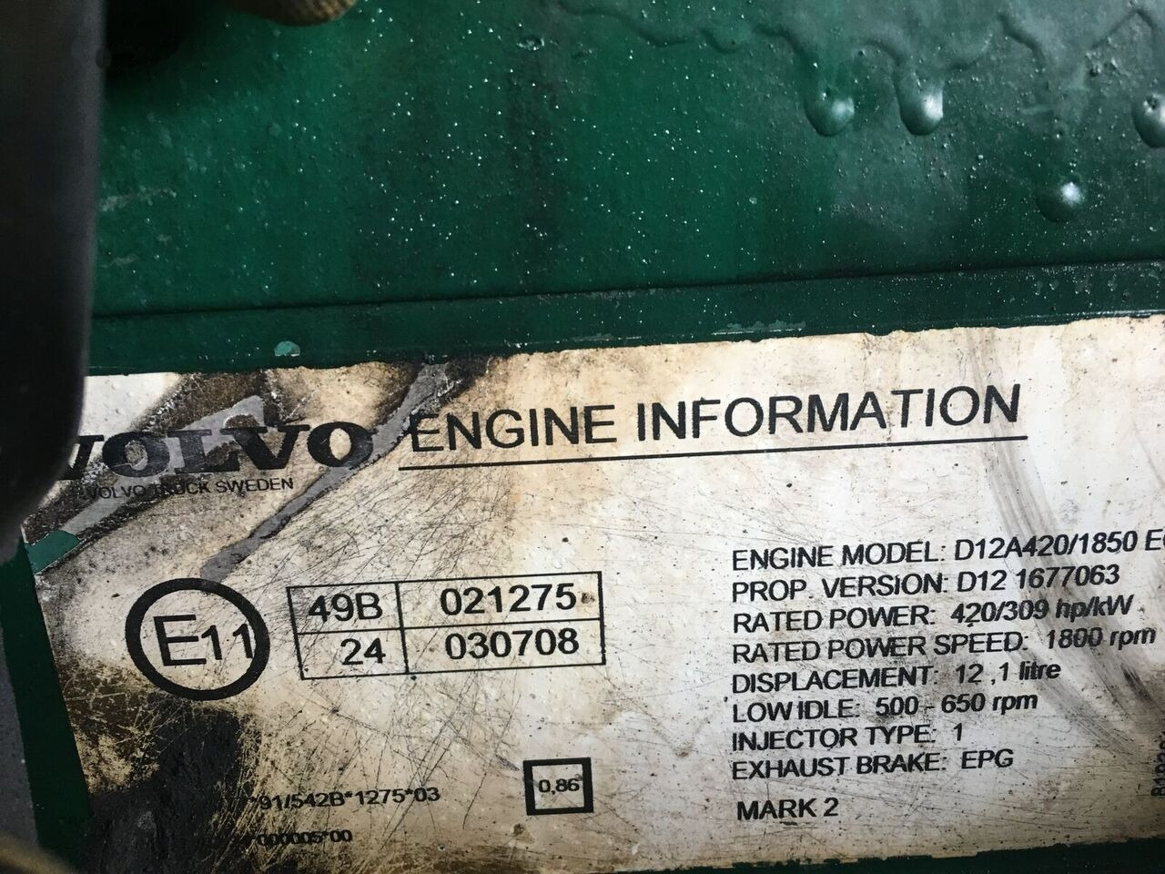 Volvo D12A420/1850 EC96 Volvo FH, FL, A-Series, B - Motor for Bus: billede 1 Volvo D12A420/1850 EC96 Volvo FH, FL, A-Series, B - Motor for Bus: billede 1