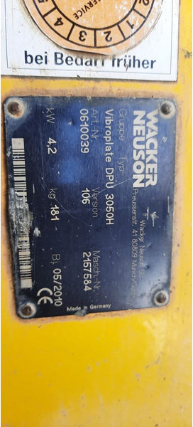 Wacker Rüttelplatte DPU 3050H - Pladevibrator: billede 4 Wacker Rüttelplatte DPU 3050H - Pladevibrator: billede 4