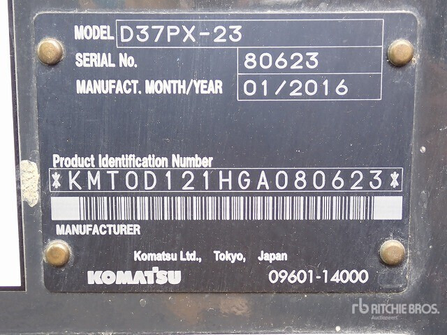 2016 Komatsu D37PX-23 Crawler Dozer - Bulldozer: billede 3 2016 Komatsu D37PX-23 Crawler Dozer - Bulldozer: billede 3