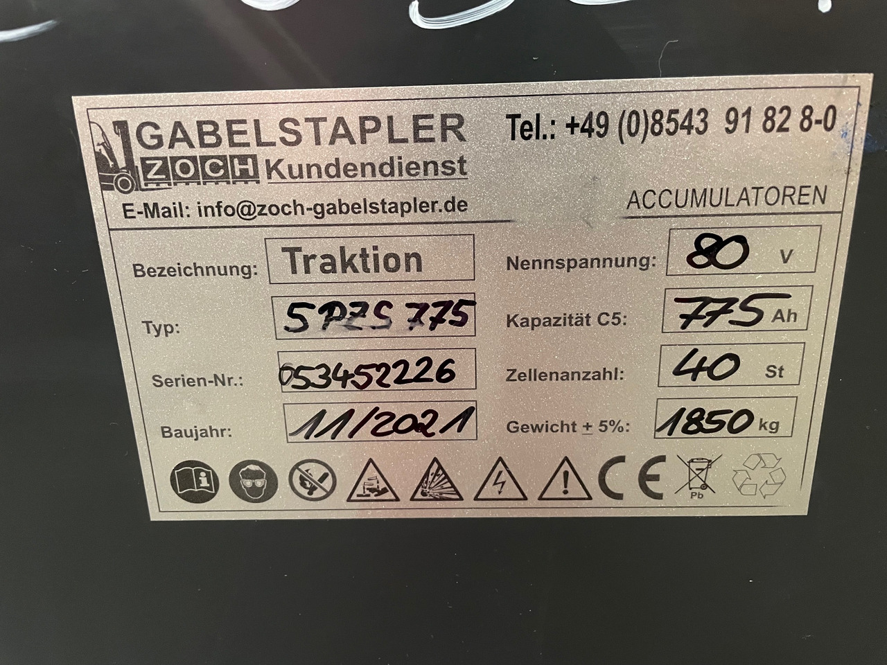 80 Volt I 5 PZS 775 - Batteri for Gaffeltruck: billede 2 80 Volt I 5 PZS 775 - Batteri for Gaffeltruck: billede 2