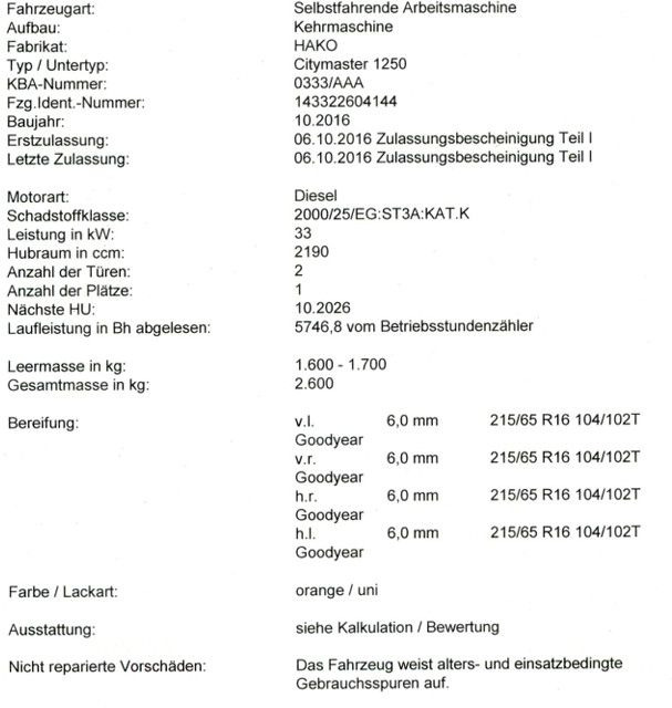 Hako Citymaster 1250 Kehrmaschine - Fejebil: billede 2 Hako Citymaster 1250 Kehrmaschine - Fejebil: billede 2