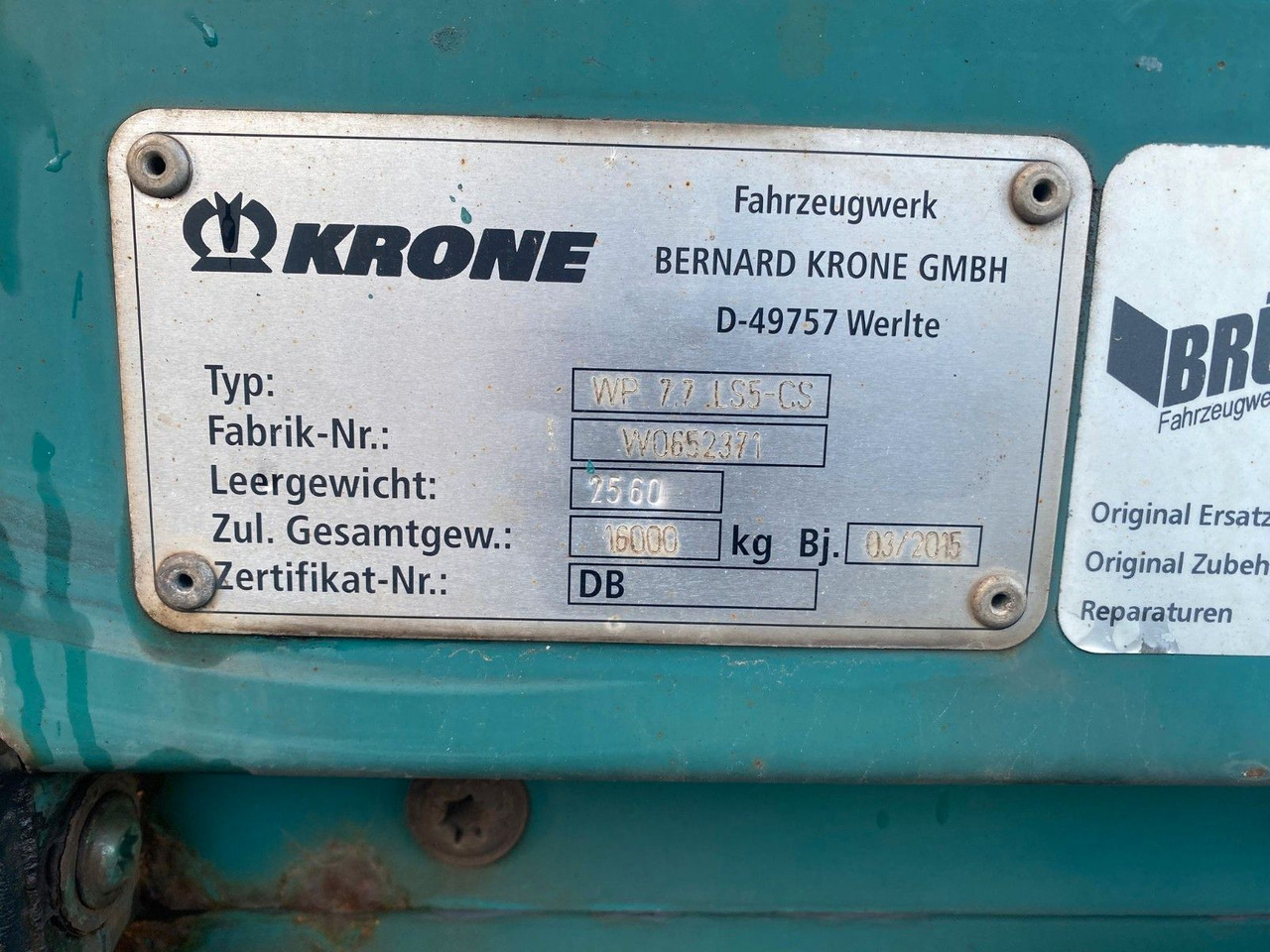 Krone WP 7.7. LS5-CS Wechselbrücke 7,82m - Containerbil/ Veksellad sættevogn: billede 4 Krone WP 7.7. LS5-CS Wechselbrücke 7,82m - Containerbil/ Veksellad sættevogn: billede 4