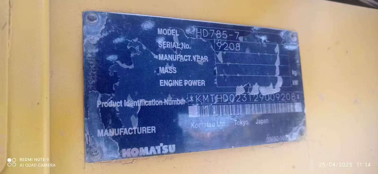 KOMATSU HD785-7 - Lastbildumper: billede 2 KOMATSU HD785-7 - Lastbildumper: billede 2