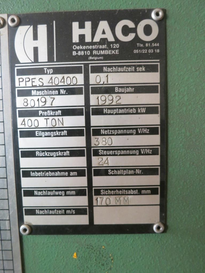 HACO PPES 40400 - Kantpresser: billede 5 HACO PPES 40400 - Kantpresser: billede 5