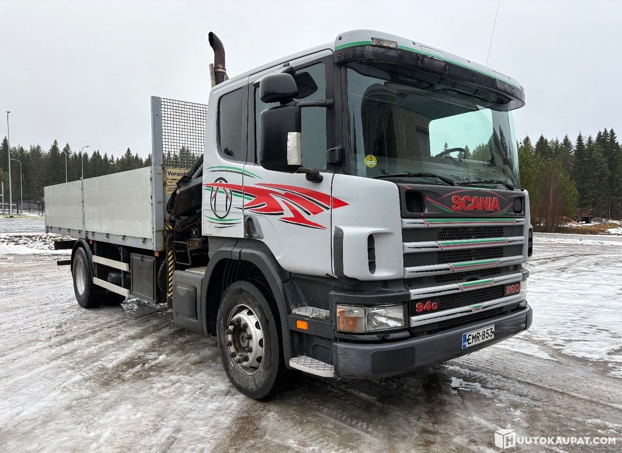 Scania G94 260 hp, 4x2, with HIAB crane and aluminium-sided flatbed, 2001, Kurikka - Lastbil med lad, Lastbil med kran: billede 2 Scania G94 260 hp, 4x2, with HIAB crane and aluminium-sided flatbed, 2001, Kurikka - Lastbil med lad, Lastbil med kran: billede 2