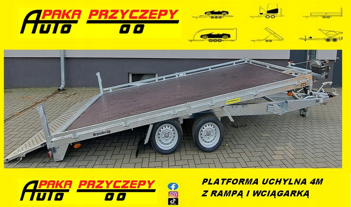 PRZYCZEPA PLATFORMA 408 CM, UCHYŁOWA Z WCIĄGARKĄ, DMC 3500 KG / PLATFORM TRAILER 408 CM, TIPPING WITH WINCH, DMC 3500 KG - Ladtrailer: billede 1 PRZYCZEPA PLATFORMA 408 CM, UCHYŁOWA Z WCIĄGARKĄ, DMC 3500 KG / PLATFORM TRAILER 408 CM, TIPPING WITH WINCH, DMC 3500 KG - Ladtrailer: billede 1