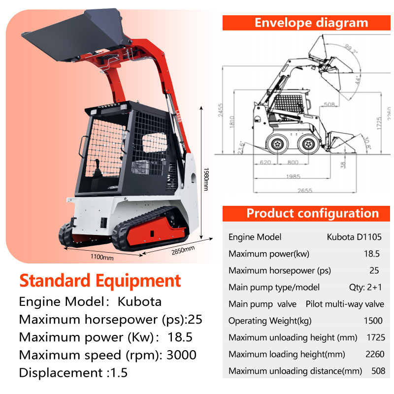 LEZUM LA670 Mini Small Skid Steer Loader Compact Track Diesel Mini Skid Steer Loader For Sale With Small Mini Skid Steer Attachments 4 In 1 Bucket - Skridstyret minilæsser: billede 4 LEZUM LA670 Mini Small Skid Steer Loader Compact Track Diesel Mini Skid Steer Loader For Sale With Small Mini Skid Steer Attachments 4 In 1 Bucket - Skridstyret minilæsser: billede 4