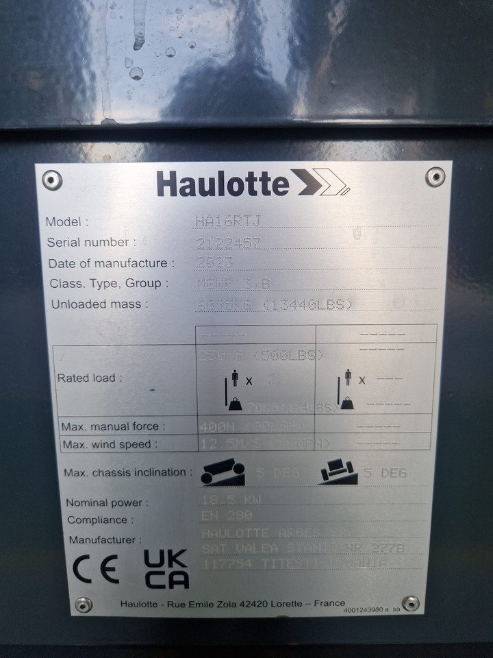 HAULOTTE HA 16 RTJ - Bomlift: billede 5 HAULOTTE HA 16 RTJ - Bomlift: billede 5
