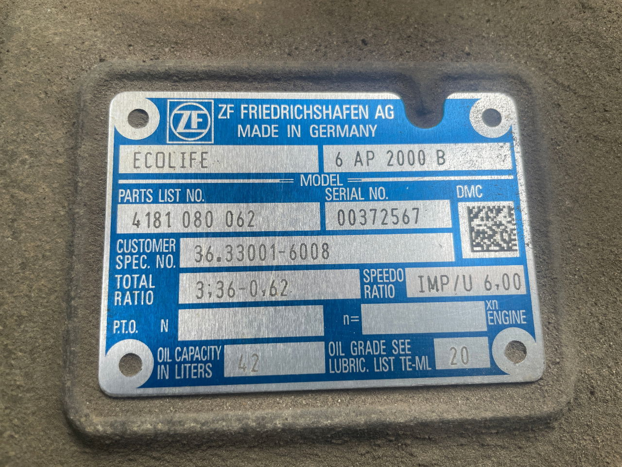 ZF Getriebe ZF 6 AP 2000 B Ecolife 4181080062 6AP2000B MAN Citaro Lions City - Gearkasse og reservedele for Bus: billede 2 ZF Getriebe ZF 6 AP 2000 B Ecolife 4181080062 6AP2000B MAN Citaro Lions City - Gearkasse og reservedele for Bus: billede 2