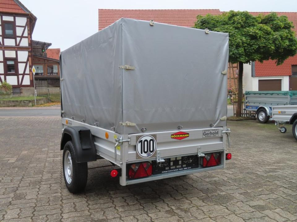 Biltrailer Böckmann PKW-Anhänger, 1000 kg, Plane u. Spriegel 100km/h: billede 19
