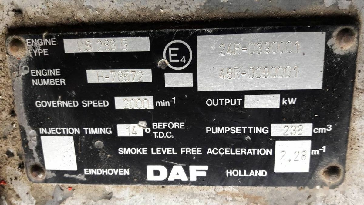 DAF WS268G DAF 95 85 - Motor for Lastbil: billede 1 DAF WS268G DAF 95 85 - Motor for Lastbil: billede 1