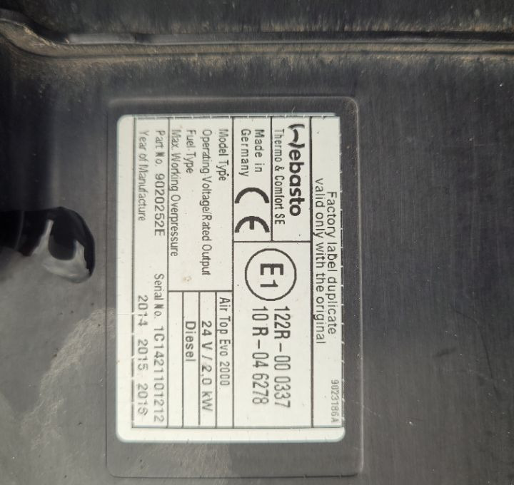 WEBASTO RENAULT RANGE T ORYGINAL - Varme/ Ventilation for Lastbil: billede 2 WEBASTO RENAULT RANGE T ORYGINAL - Varme/ Ventilation for Lastbil: billede 2