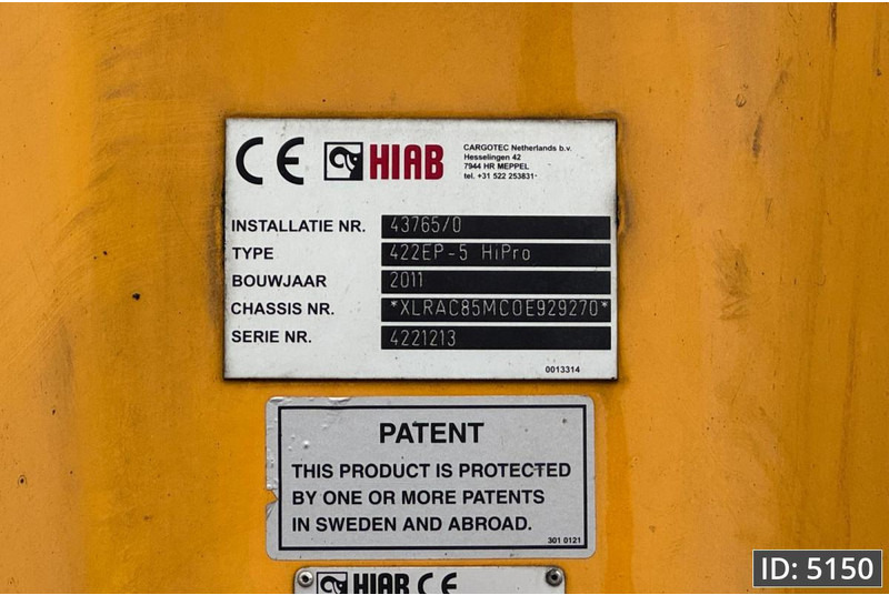 Lastbil med kran DAF CF 85.410 SC, Euro 5, 8x2 / Hiab 422 EP5 + Radio / 5x extendable: billede 7