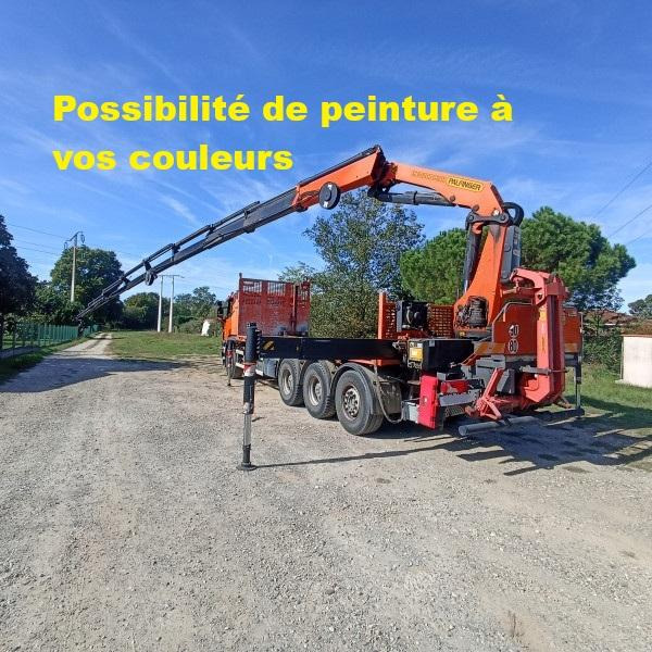 Scania P 410 - Lastbil med lad, Lastbil med kran: billede 1 Scania P 410 - Lastbil med lad, Lastbil med kran: billede 1