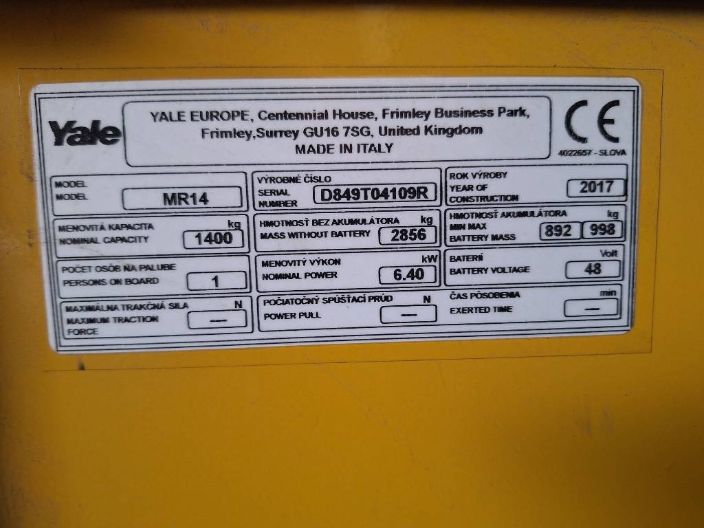 Yale MR 14 - Reach truck: billede 5 Yale MR 14 - Reach truck: billede 5