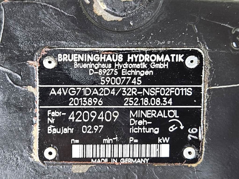 Brueninghaus Hydromatik A4VG71DA2D4/32R-Drive pump/Fahrpumpe - Hydraulik for Entreprenørmaskin: billede 4 Brueninghaus Hydromatik A4VG71DA2D4/32R-Drive pump/Fahrpumpe - Hydraulik for Entreprenørmaskin: billede 4