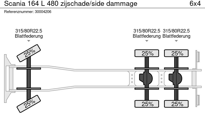 Lastbil chassis Scania 164 L 480 zijschade/side dammage: billede 6 Lastbil chassis Scania 164 L 480 zijschade/side dammage: billede 6