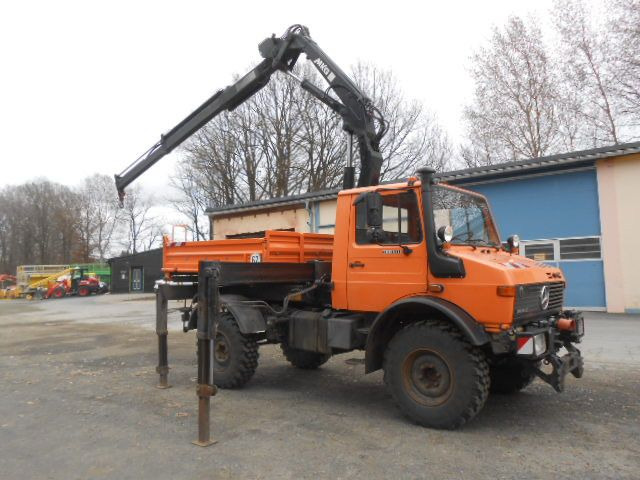 Mercedes-Benz U1450 427/11 mit Kran - Tipvogn lastbil, Lastbil med kran: billede 1 Mercedes-Benz U1450 427/11 mit Kran - Tipvogn lastbil, Lastbil med kran: billede 1