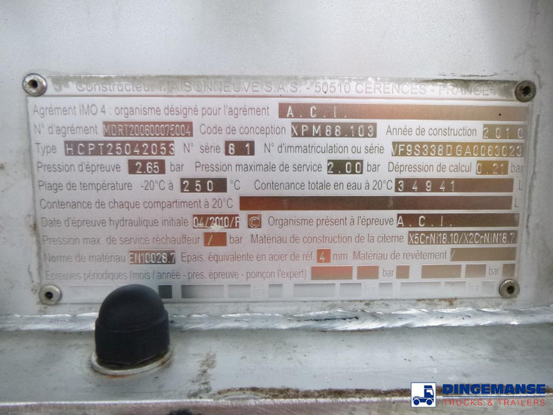 Leje en MAISONNEUVE Bitumen tank inox 34.9 m3 / 1 comp MAISONNEUVE Bitumen tank inox 34.9 m3 / 1 comp: billede 19 Leje en MAISONNEUVE Bitumen tank inox 34.9 m3 / 1 comp MAISONNEUVE Bitumen tank inox 34.9 m3 / 1 comp: billede 19