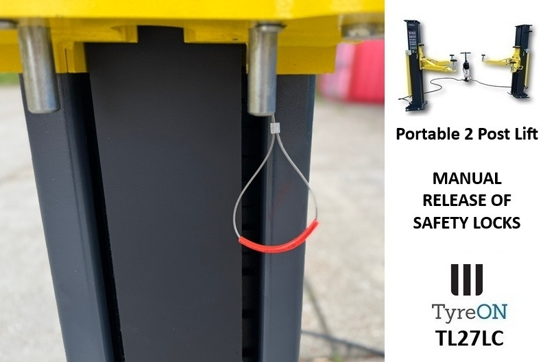 Lagerteknik TL27LC portable 2 post lift 2.7T - 230 V - Column height 183 cm - Lifting height 140 cm -  Portable two post lift, easy to install and store: billede 10