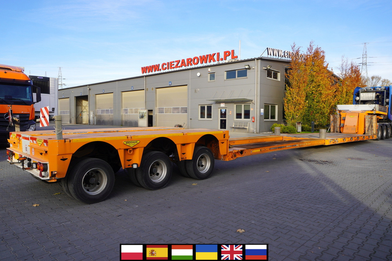 BROSHUIS 3ABD-48 61.0t TiefBet low-loader semi-trailer / 40 tons cap. / 3 steering axles / hydraulic suspension - Nedbygget platform sættevogn: billede 1 BROSHUIS 3ABD-48 61.0t TiefBet low-loader semi-trailer / 40 tons cap. / 3 steering axles / hydraulic suspension - Nedbygget platform sættevogn: billede 1