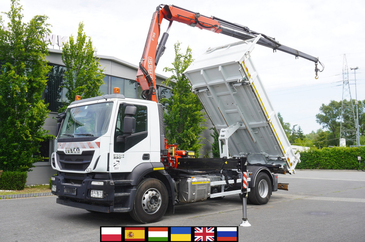 IVECO STRALIS 330 E6 / FASSI 195A 8.5 T / 3-side tipper - Lastbil med kran: billede 1 IVECO STRALIS 330 E6 / FASSI 195A 8.5 T / 3-side tipper - Lastbil med kran: billede 1