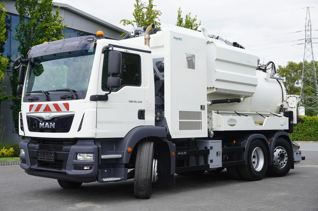 Slamsugemaskine MAN TGM 26.340 E6 / RIVARD sewage cleaner 11.8 m3 / 170 tho. km / steered axle: billede 7