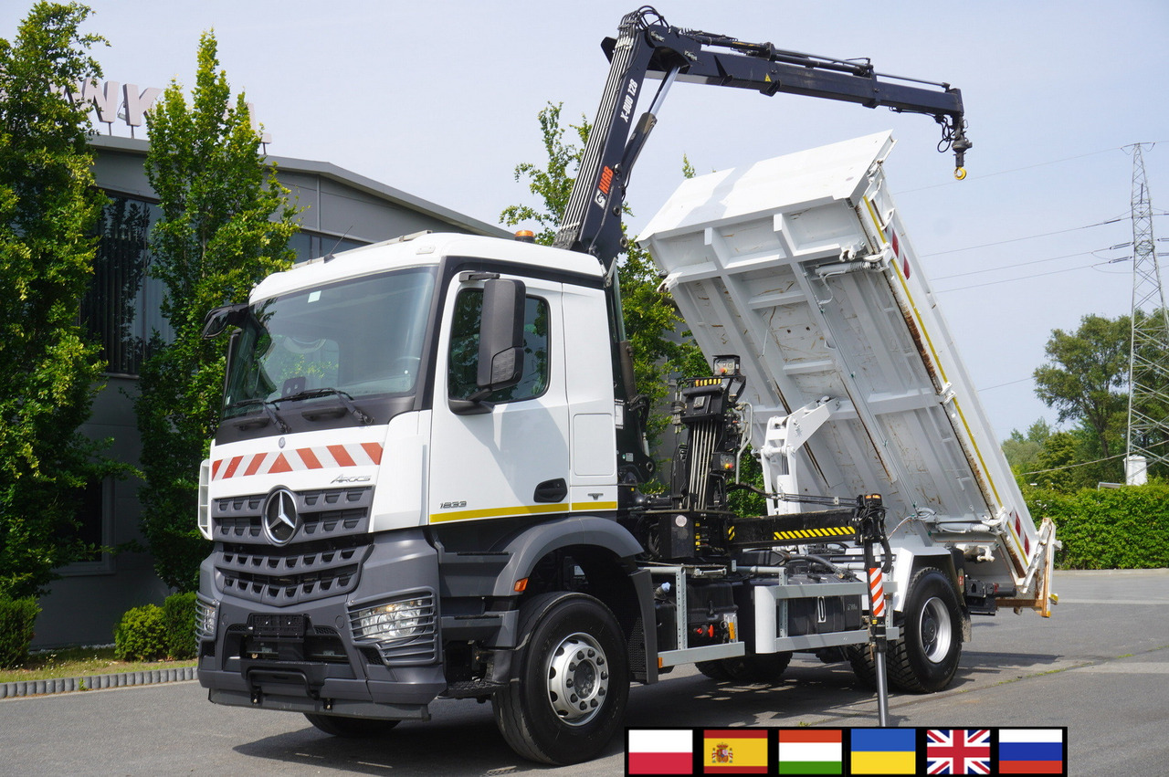 MERCEDES-BENZ Arocs 1833 / 87,000 km!!! / Hds HIAB X-DUO 128 B-2 / three-sided tipper - Lastbil med lad, Lastbil med kran: billede 1 MERCEDES-BENZ Arocs 1833 / 87,000 km!!! / Hds HIAB X-DUO 128 B-2 / three-sided tipper - Lastbil med lad, Lastbil med kran: billede 1