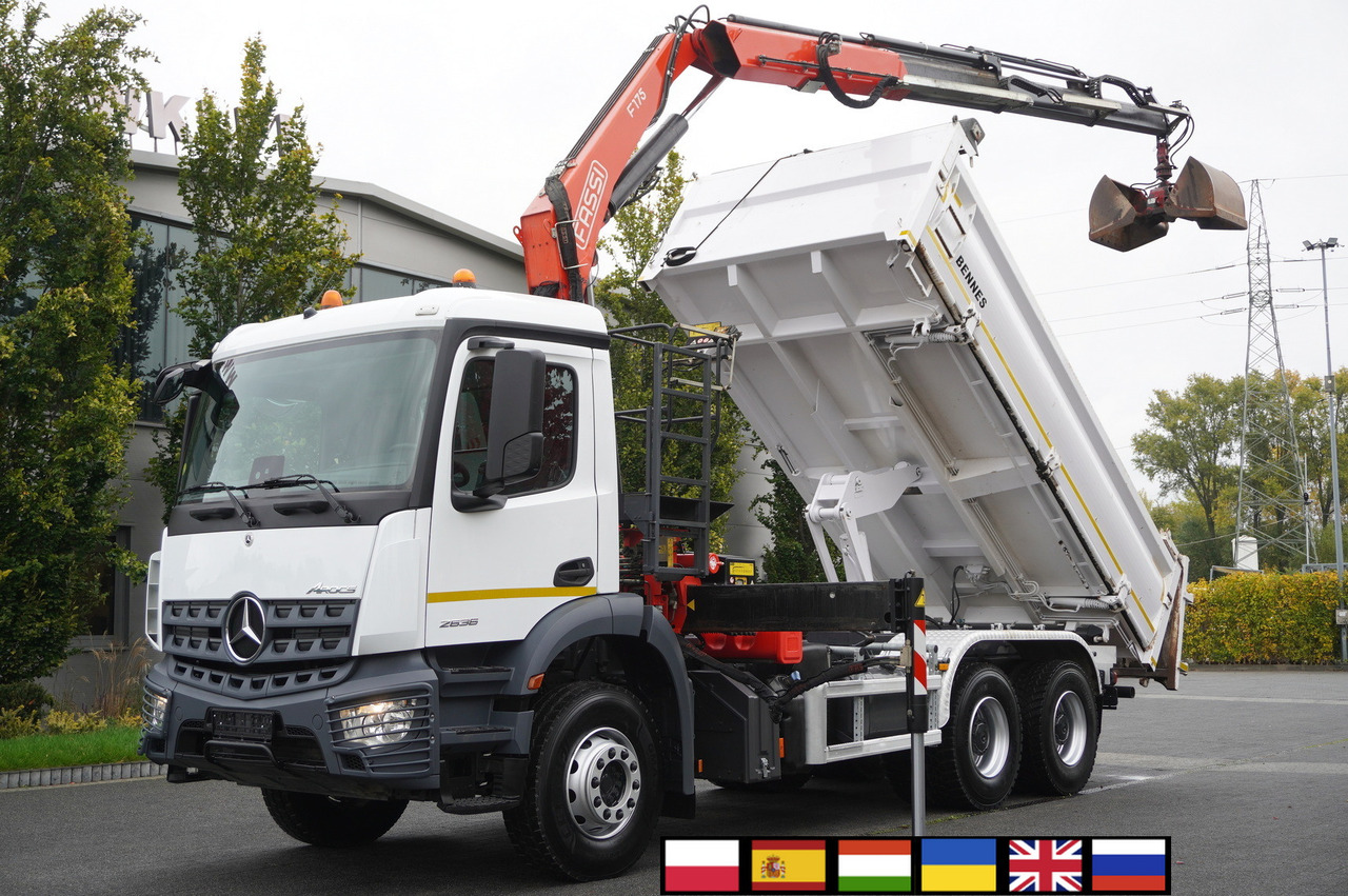 MERCEDES-BENZ Arocs 2636 6x4 / Fassi F175 / 7.7 t / 10 m / 2-side tipper / Bortmatic - Tipvogn lastbil, Lastbil med kran: billede 1 MERCEDES-BENZ Arocs 2636 6x4 / Fassi F175 / 7.7 t / 10 m / 2-side tipper / Bortmatic - Tipvogn lastbil, Lastbil med kran: billede 1