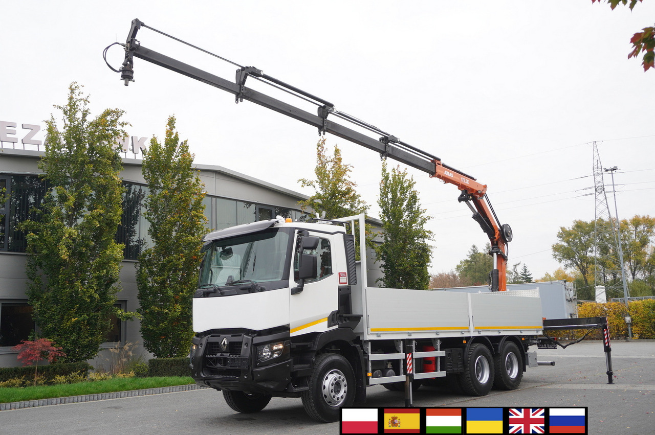 RENAULT C380 Comfort 6x4 / Atlas 172.3E crane / Range 12.3 m / capacity 6.1 t / Flatbed 17 EPAL - Lastbil med lad, Lastbil med kran: billede 1 RENAULT C380 Comfort 6x4 / Atlas 172.3E crane / Range 12.3 m / capacity 6.1 t / Flatbed 17 EPAL - Lastbil med lad, Lastbil med kran: billede 1