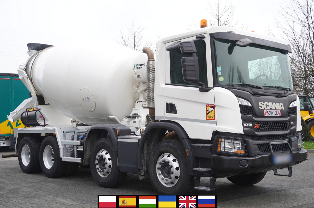 SCANIA P410 XT 8x4 / 80 tho. km!!! / SCHWING-STATTER AM 9 FHC 9 m3 concrete mixer - Betonbil: billede 1 SCANIA P410 XT 8x4 / 80 tho. km!!! / SCHWING-STATTER AM 9 FHC 9 m3 concrete mixer - Betonbil: billede 1