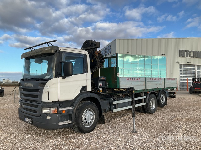 2007 Scania P340 2006 Hiab 144B-2 5 ton on 6x2 Flatbed Truck with Crane - Lastbil med lad, Lastbil med kran: billede 3 2007 Scania P340 2006 Hiab 144B-2 5 ton on 6x2 Flatbed Truck with Crane - Lastbil med lad, Lastbil med kran: billede 3