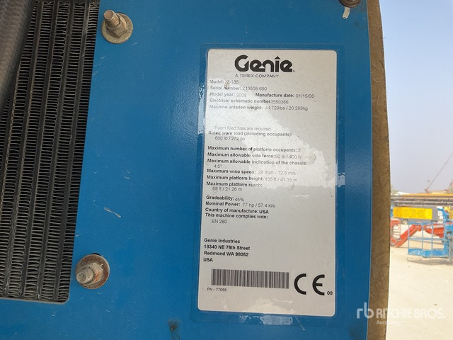 2008 Genie Z-135 4WD Diesel Articulating Boom Lift - Bomlift: billede 3 2008 Genie Z-135 4WD Diesel Articulating Boom Lift - Bomlift: billede 3