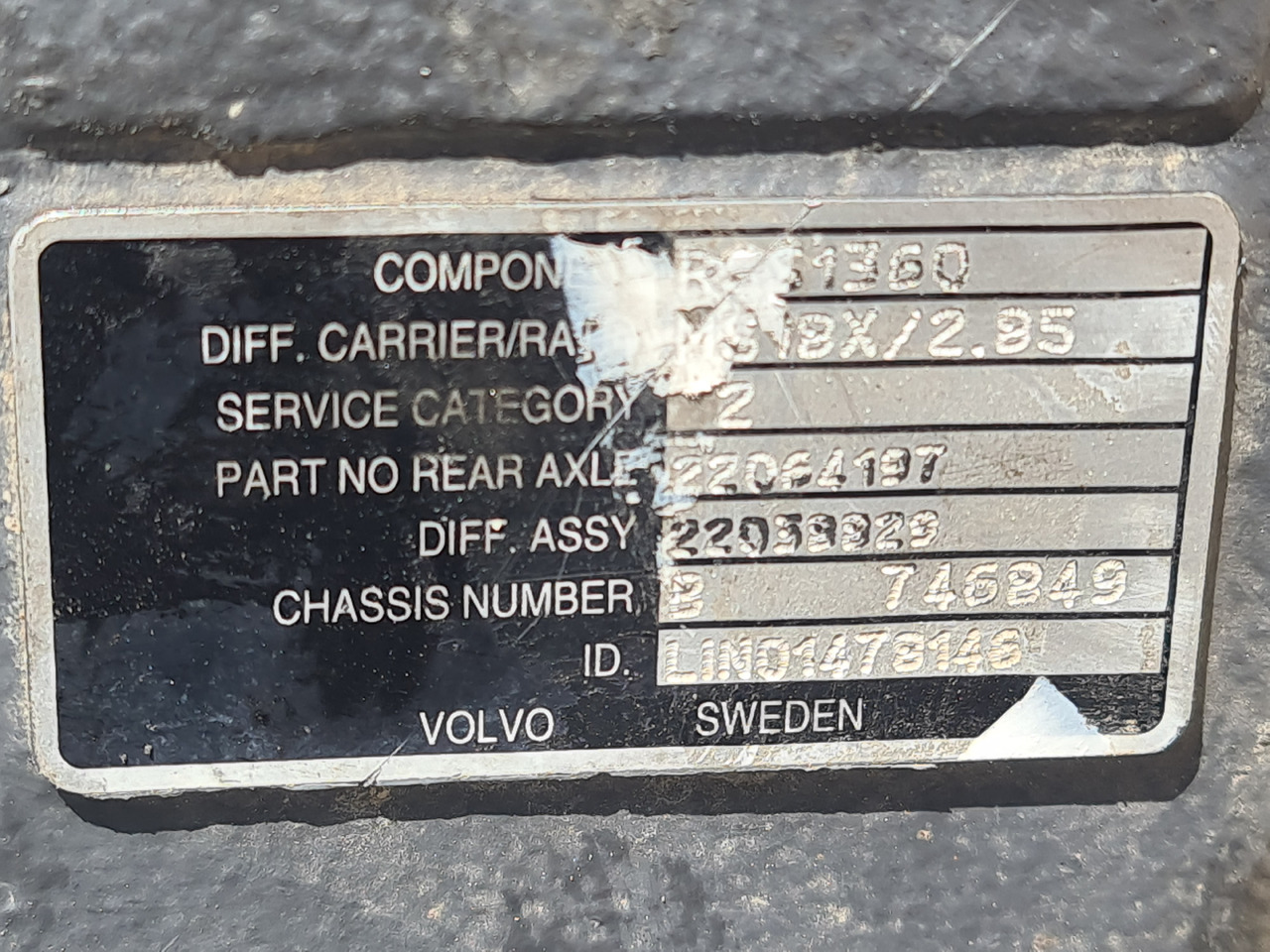VOLVO DIFFERENTIAL DIFF / MS18X / RSS1360 / RATIO 2.85 37-13 / WORLDWIDE DELIVERY - Bagaksel: billede 5 VOLVO DIFFERENTIAL DIFF / MS18X / RSS1360 / RATIO 2.85 37-13 / WORLDWIDE DELIVERY - Bagaksel: billede 5