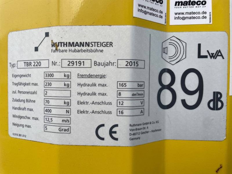 Ruthmann TBR 220 - Lastbil med mandskabslift: billede 3 Ruthmann TBR 220 - Lastbil med mandskabslift: billede 3