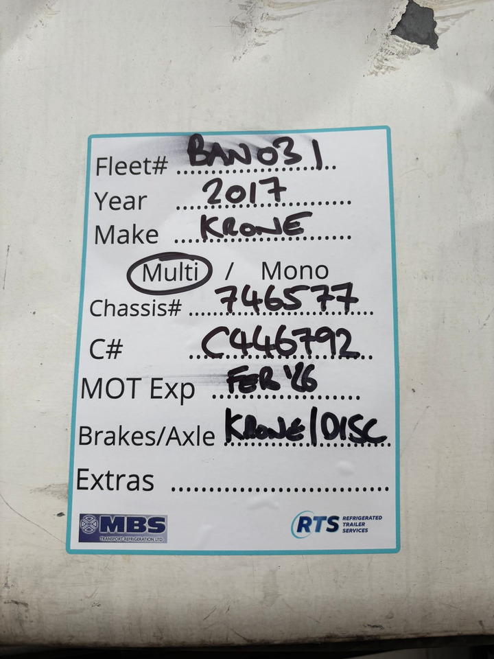 2011 Gray & Adams 11.4m Fridge Trailer – BAN031 - Kølevogn sættevogn: billede 2 2011 Gray & Adams 11.4m Fridge Trailer – BAN031 - Kølevogn sættevogn: billede 2